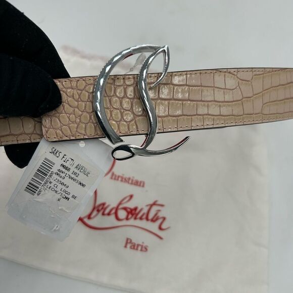 Women’s Christian Louboutin croc embossed leather belt size 80 cm/32 inches - Picture 5 of 9